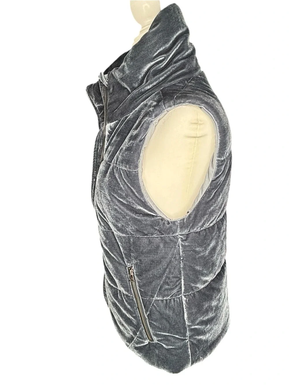 Dylan Gray Velvet Hooded Puffer Vest Size Small